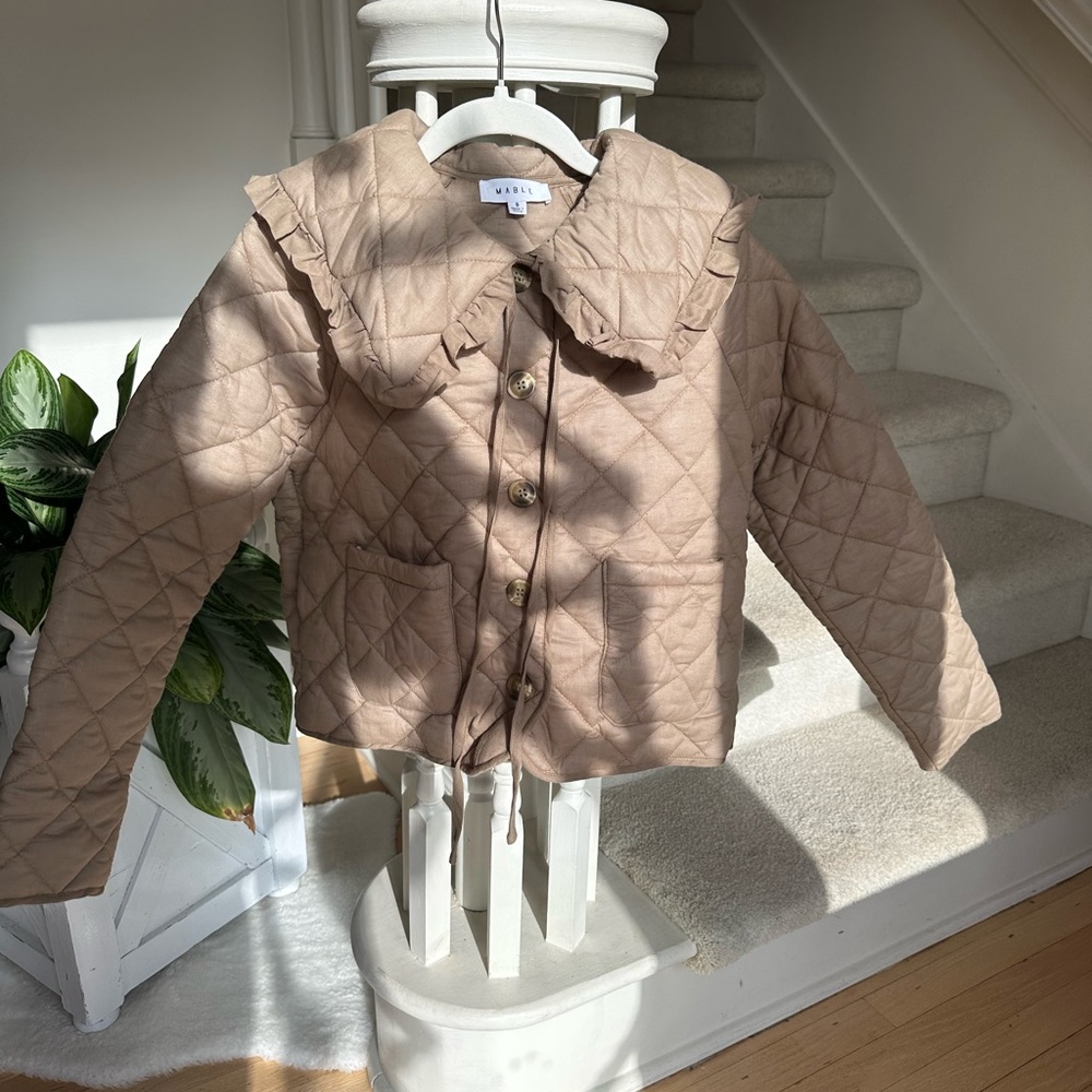 Mable exaggerated collar quilted cropped jacket.